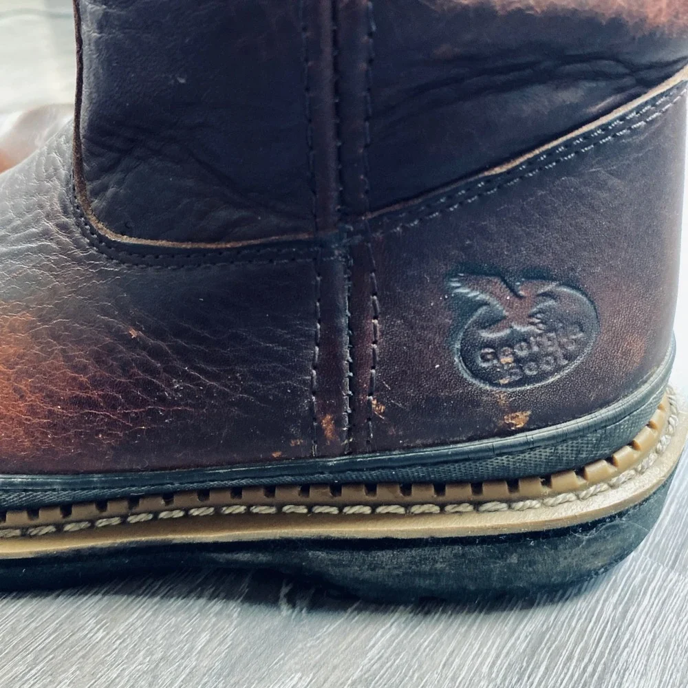 Georgia Boot Mens G4274 Giant 10 In. Brown Leather Wellington Work Boots Size 9W